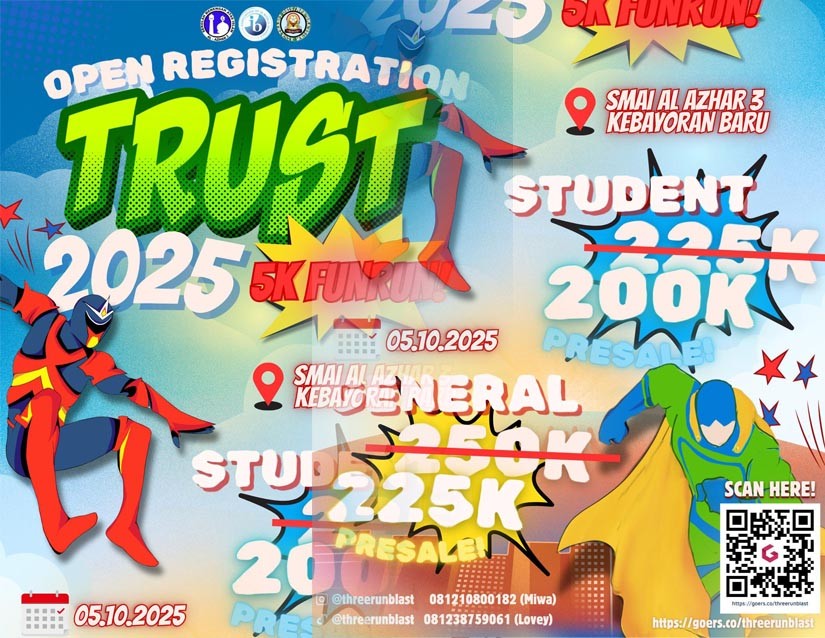 THREE RUN BLAST (TRUST) 5K: Fun Run Superhero Retro Siap Hijaukan Jakarta!