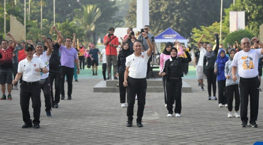 Ikuti Senam Jumat Krida, Zainudin Amali Berpesan Jaga Kekompakan